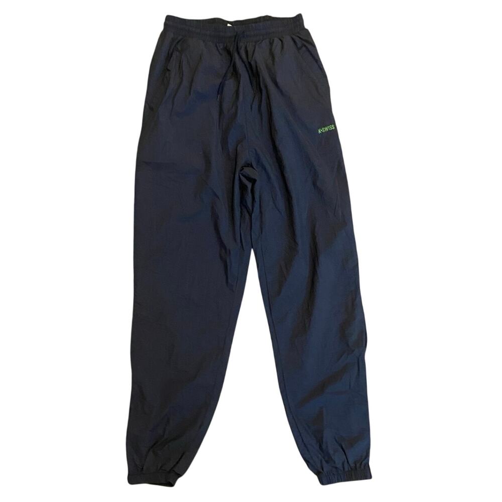 Vintage K-Swiss Track Pants Large Black Windbreaker Pants EUC‎